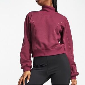 Adidas Women’s Training Yoga Long Sleeve Mock Neck Sweatshirt size L Burgundy